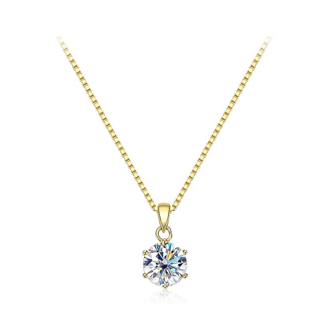 18K Moissanite Diamond Pendant Necklace GRA Certified VVS 925 Sterling