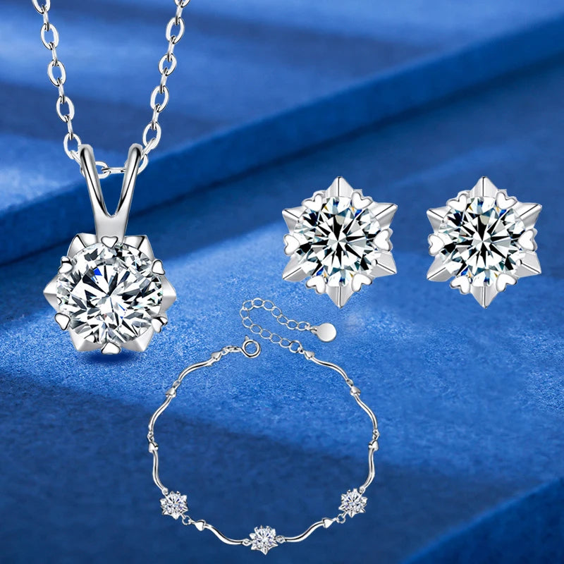 4.5ct Moissanite Hexagram Star Jewelry Set in 925 Sterling Silver - Necklace, Earrings & Bracelet