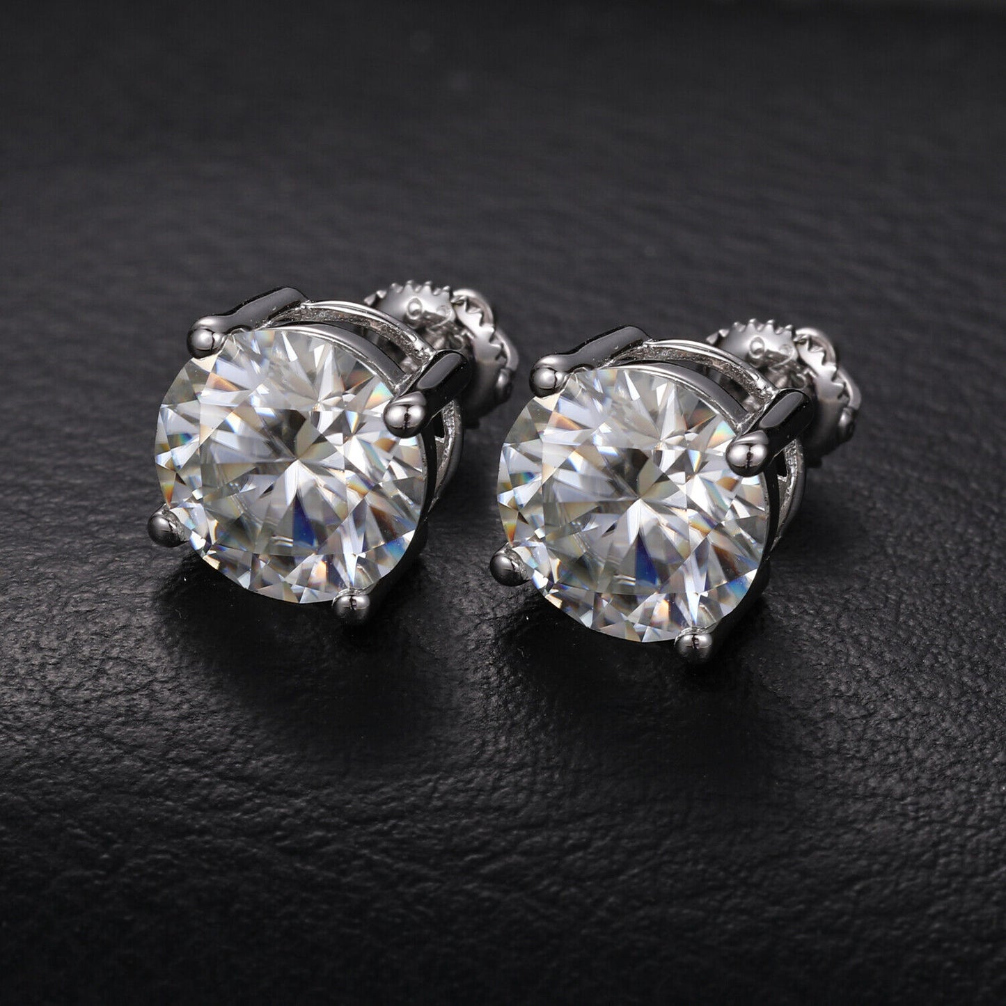 Moissanite Diamond Stud Earrings 18K GRA Certified VVS 925 Sterling Silver