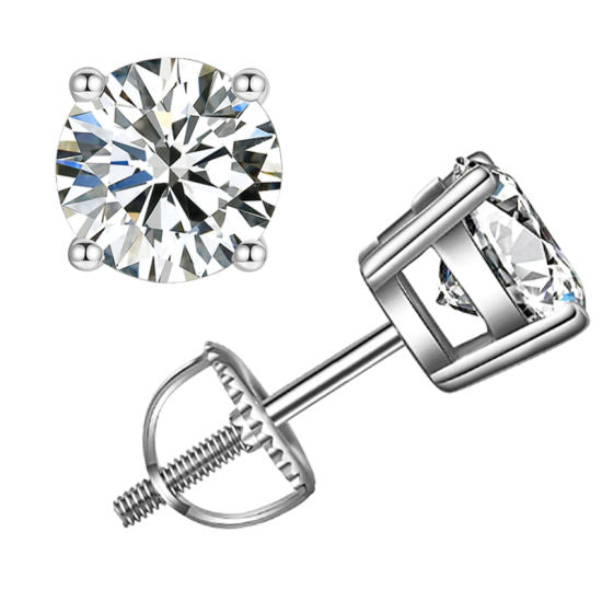 Moissanite Diamond Stud Earrings 18K GRA Certified VVS 925 Sterling Silver