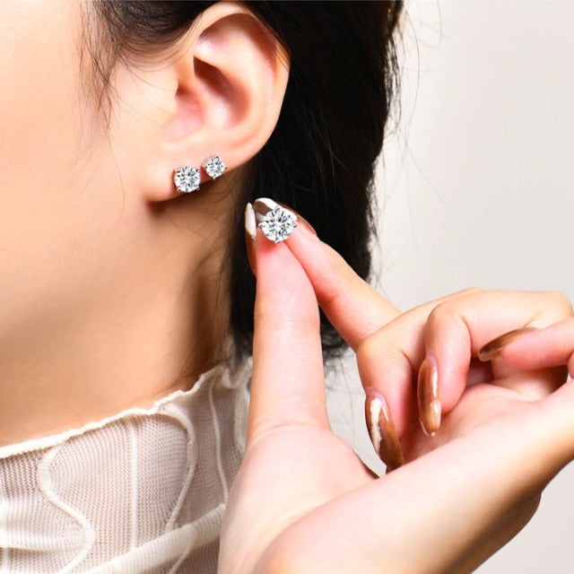 Moissanite Diamond Stud Earrings 18K GRA Certified VVS 925 Sterling Silver