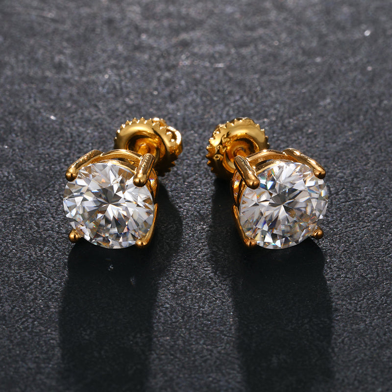 Moissanite Diamond Stud Earrings 18K GRA Certified VVS 925 Sterling Silver