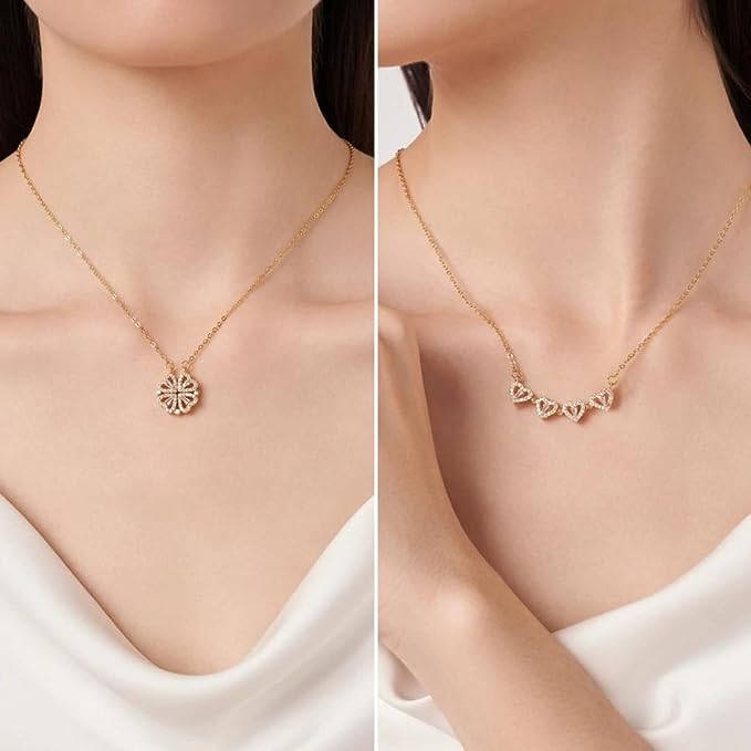 Four Leaf Lucky Clover Pendant Necklace 18K Gold Finish VVS 925 Sterling
