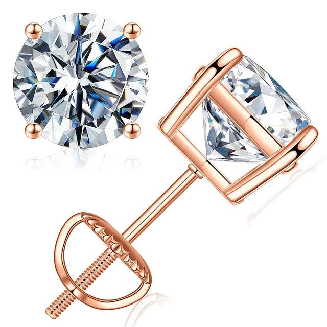 Moissanite Diamond Stud Earrings 18K GRA Certified VVS 925 Sterling Silver