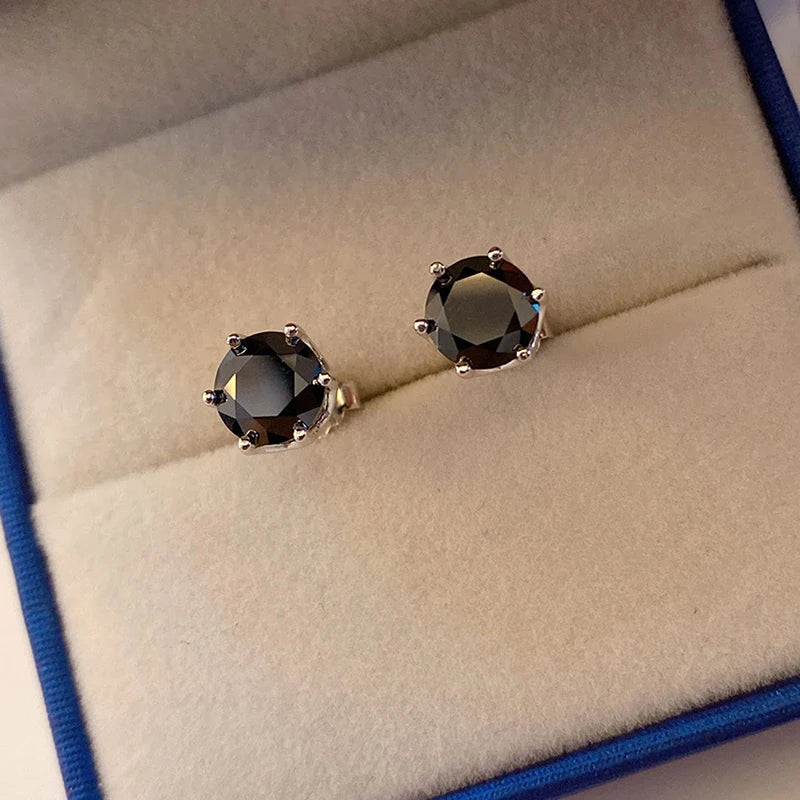 Moissanite Stud Earrings Variety Color 925 Sterling Silver White Gold Plated (Push Back)