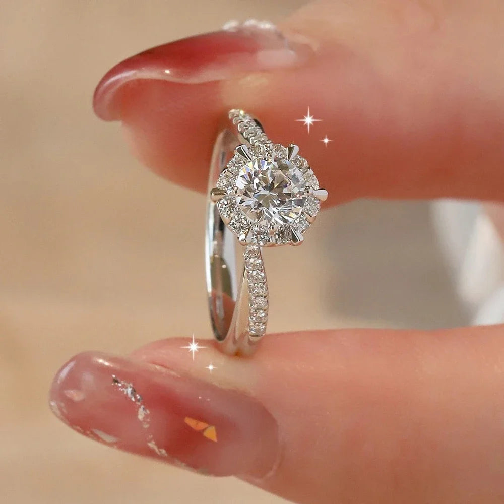 Moissanite Silver Ring Diamond Fine Jewelry S925 Original Certified