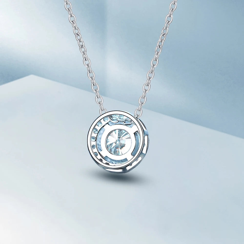Moissanite Halo Pendant Necklace D Color VVS1 Brilliant Diamond With GRA Certified