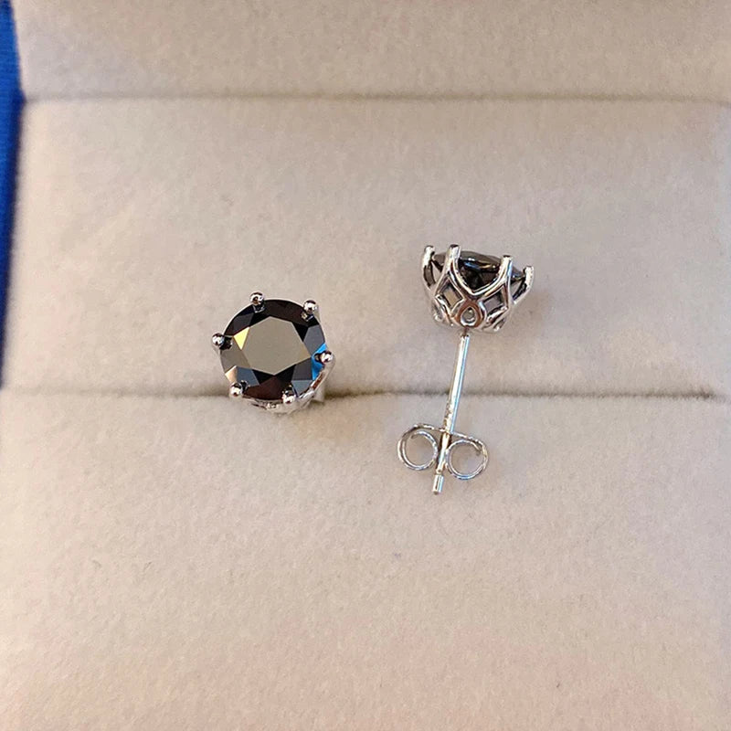Moissanite Stud Earrings Variety Color 925 Sterling Silver White Gold Plated (Push Back)