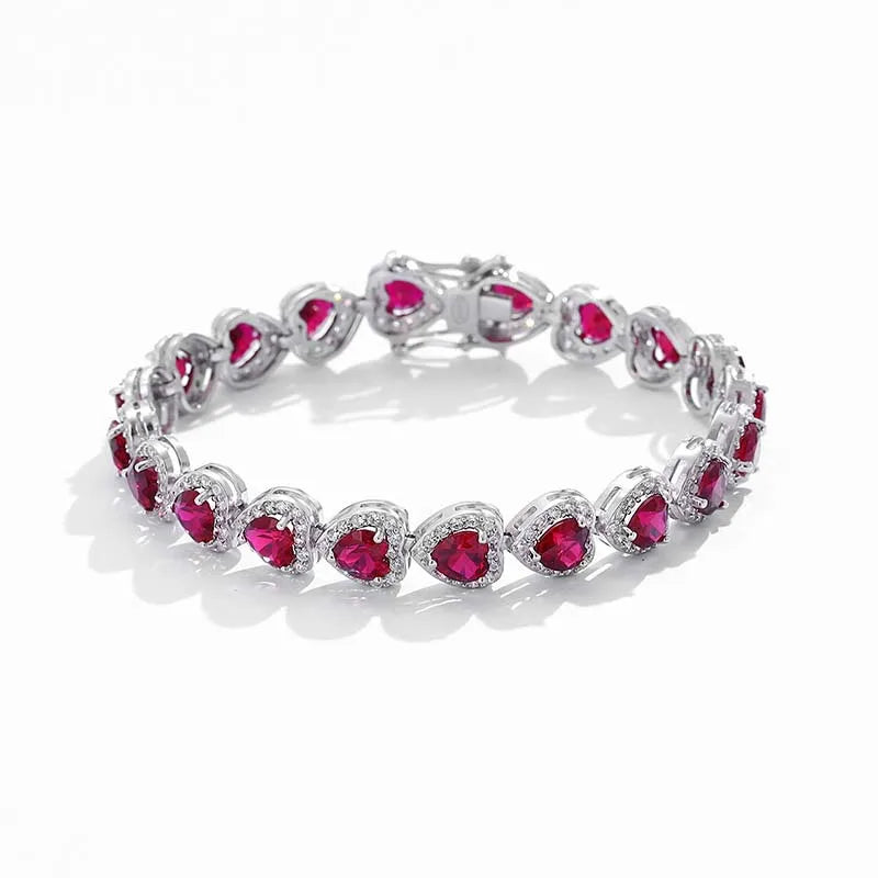 Luxury S925 Sterling Silver Ruby Tennis Bracelet – Elegant Fine Jewelry for Women