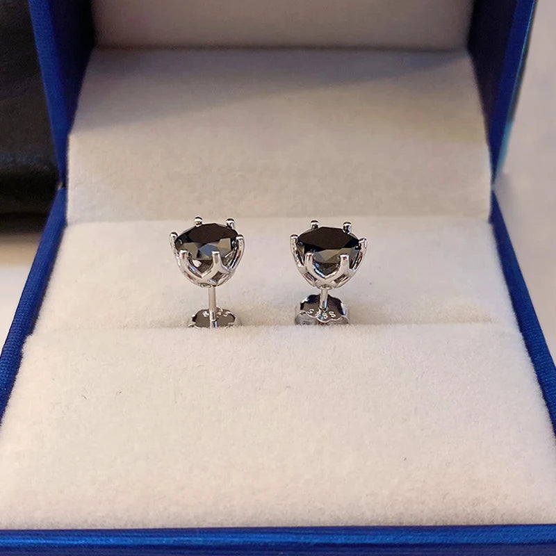 Moissanite Stud Earrings Variety Color 925 Sterling Silver White Gold Plated (Push Back)