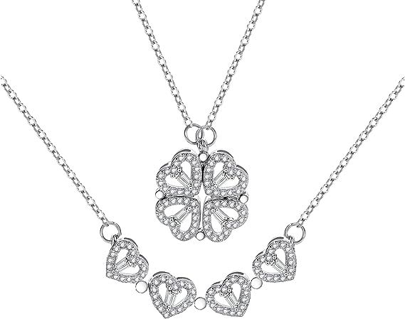 Four Leaf Lucky Clover Pendant Necklace 18K Gold Finish VVS 925 Sterling