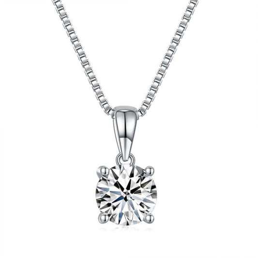 18K Moissanite Diamond Pendant Necklace GRA Certified VVS 925 Sterling