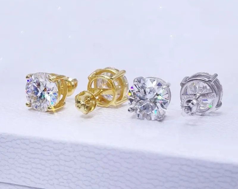Moissanite Diamond Stud Earrings 18K GRA Certified VVS 925 Sterling Silver