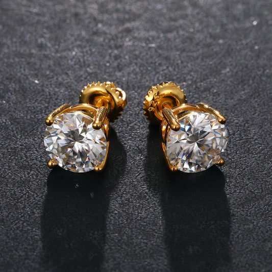 Moissanite Diamond Stud Earrings 18K GRA Certified VVS 925 Sterling Silver