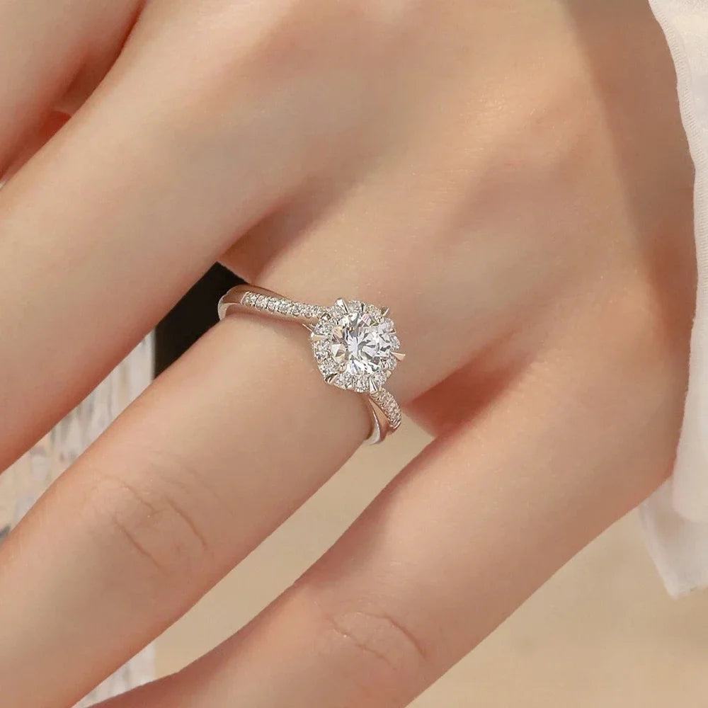 Moissanite Silver Ring Diamond Fine Jewelry S925 Original Certified