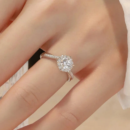 Moissanite Silver Ring Diamond Fine Jewelry S925 Original Certified