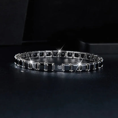 Black Moissanite Diamond Tennis Bracelet – 925 Sterling Silver for Women & Men
