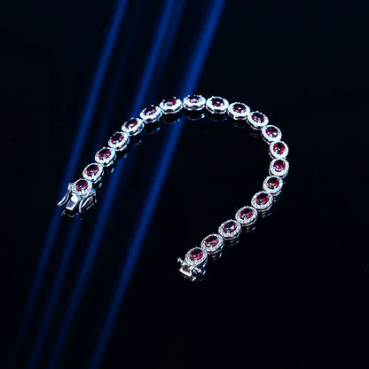 Luxury S925 Sterling Silver Ruby Tennis Bracelet – Elegant Fine Jewelry for Women
