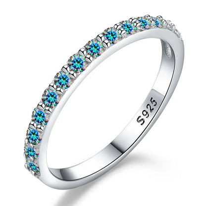 Moissanite Multicolor Rings S925 Sterling Silver 18K Gold Finish Trendy Wish Inc