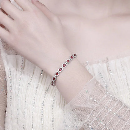 Luxury S925 Sterling Silver Ruby Tennis Bracelet – Elegant Fine Jewelry for Women