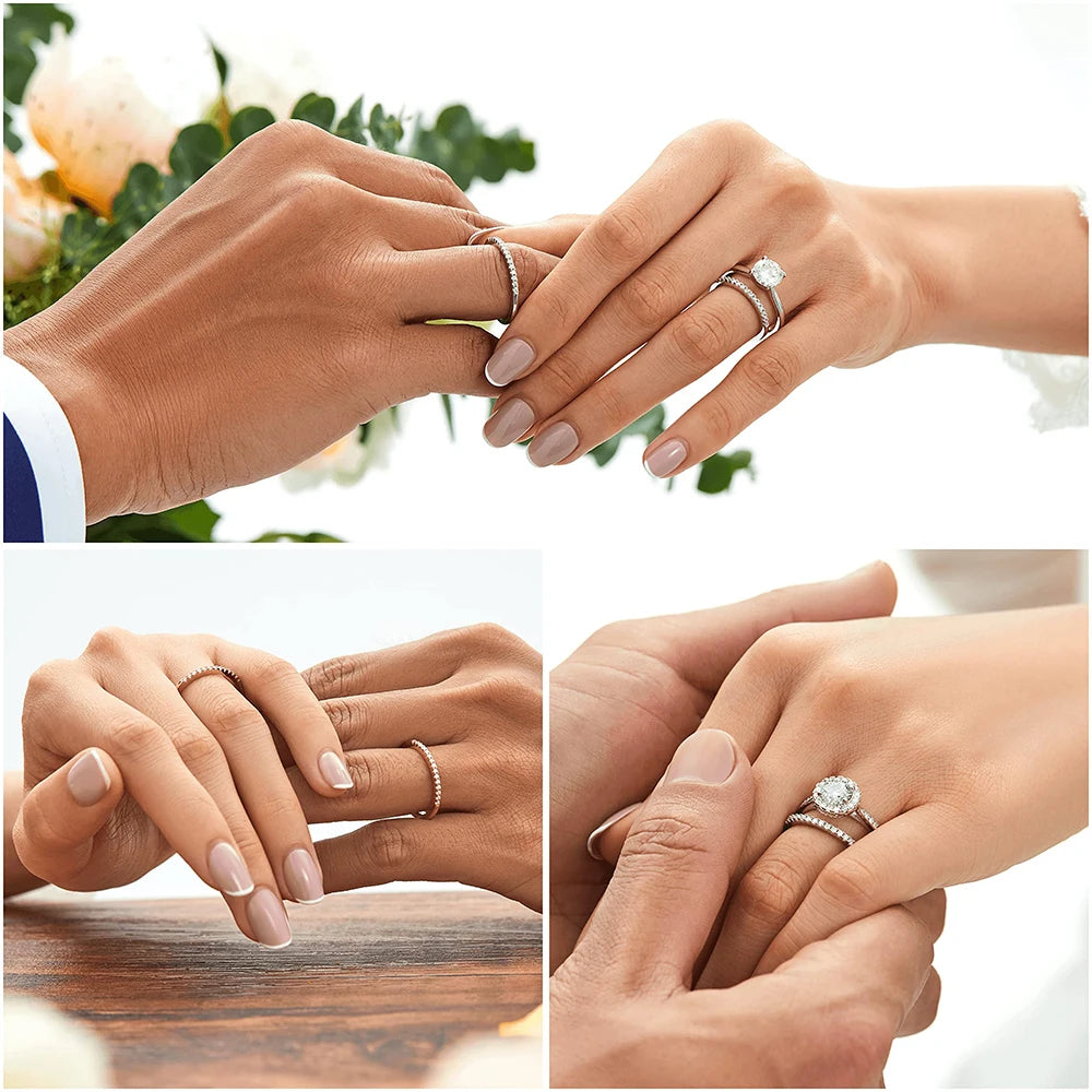 Moissanite Rings S925 Sterling Silver 18K Gold Finish