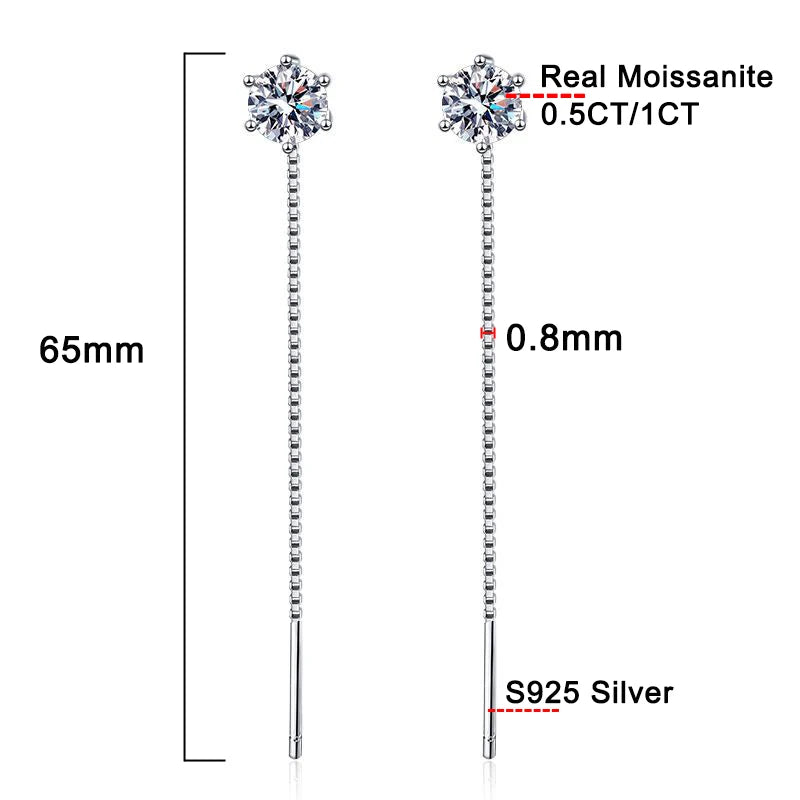 Moissanite Ear Wire Earrings S925 Sterling Silver