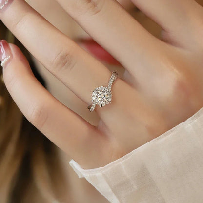 Moissanite Silver Ring Diamond Fine Jewelry S925 Original Certified
