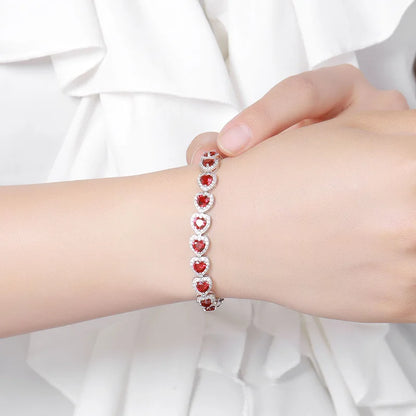 Luxury S925 Sterling Silver Ruby Tennis Bracelet – Elegant Fine Jewelry for Women