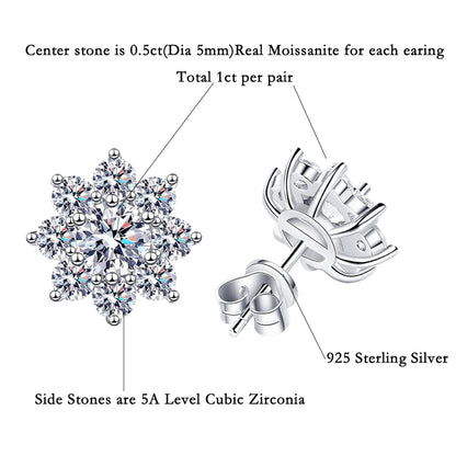 Moissanite Diamond Sunflower Pendant Neck Chain 925 Sterling Silver