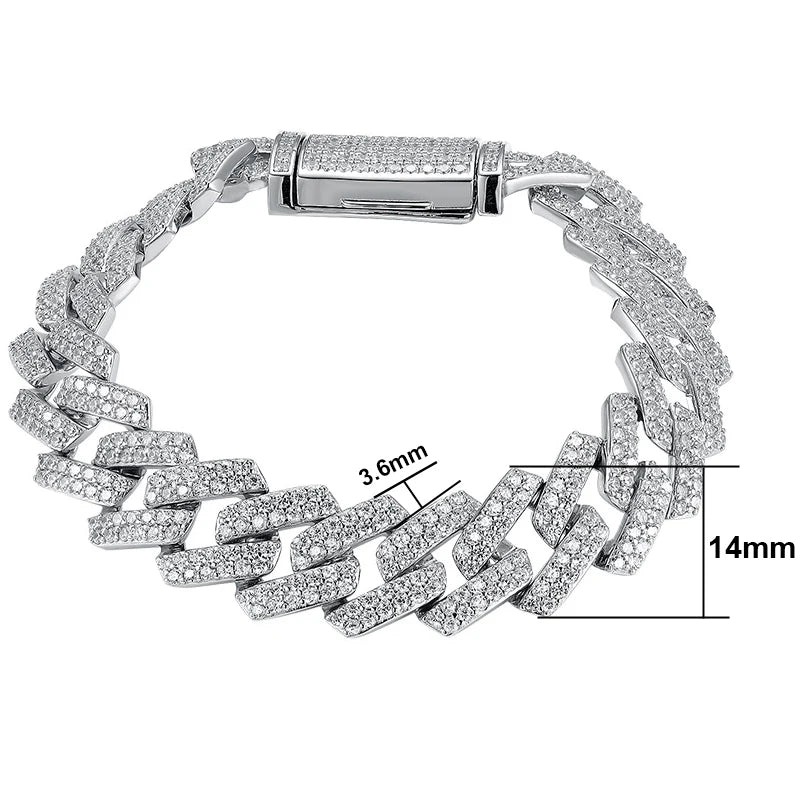 低価格で大人気の Cuban Silver Sterling S925 Chain Bracelet Men's Hop Hip 洋楽