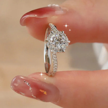 Moissanite Silver Ring Diamond Fine Jewelry S925 Original Certified