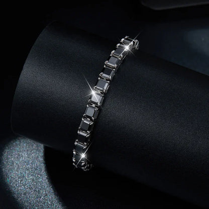 Black Moissanite Diamond Tennis Bracelet – 925 Sterling Silver for Women & Men