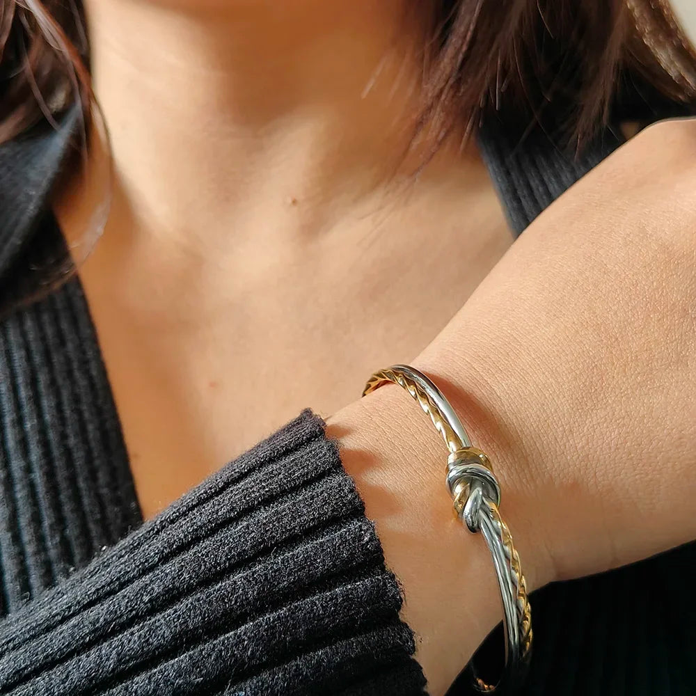 Dual Knot Bangle Stainless Steel Cuff Bracelet – 25% OFF