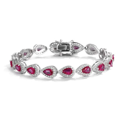 Luxury S925 Sterling Silver Ruby Tennis Bracelet – Elegant Fine Jewelry for Women