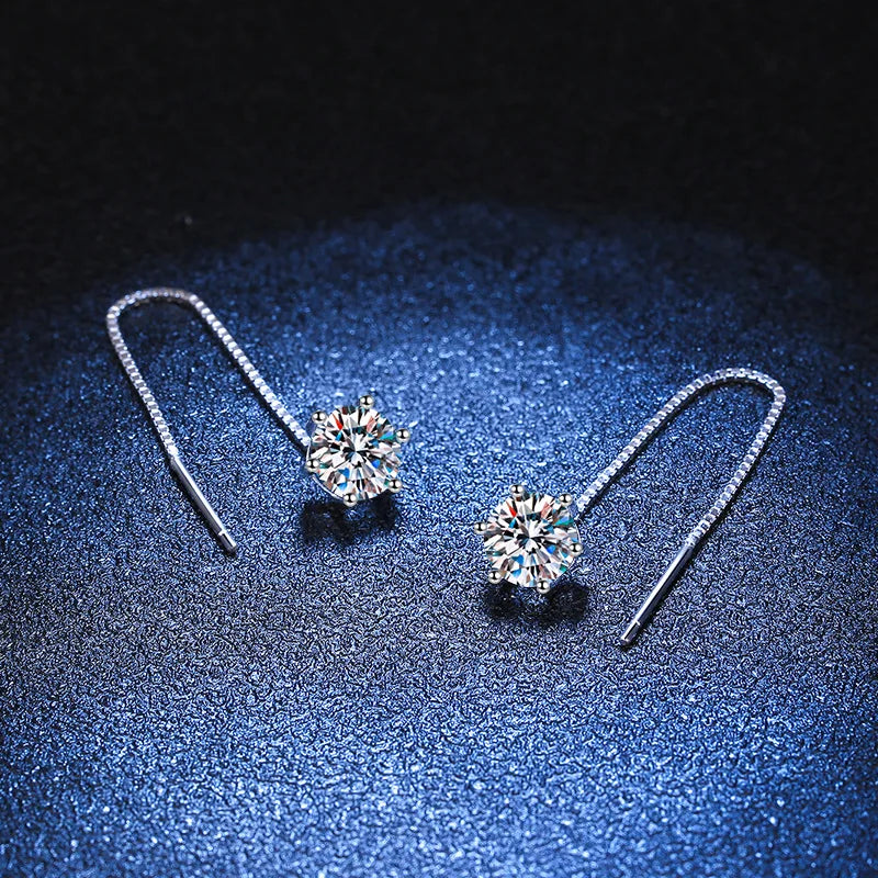 Moissanite Ear Wire Earrings S925 Sterling Silver