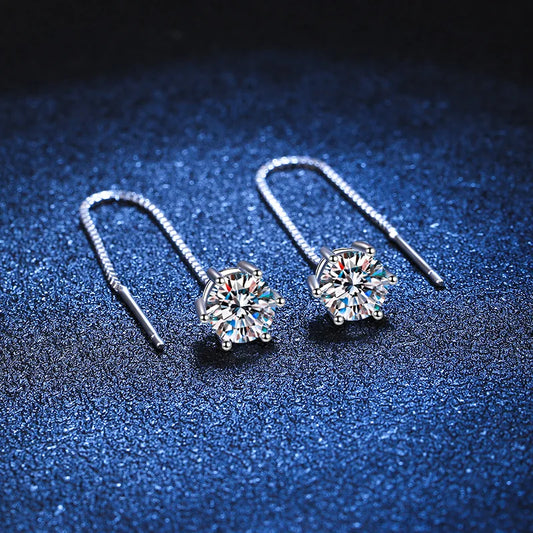 Moissanite Ear Wire Earrings S925 Sterling Silver