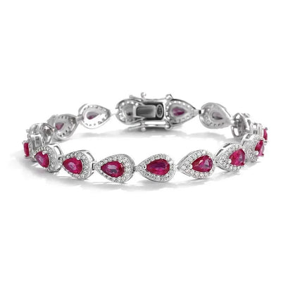 Luxury S925 Sterling Silver Ruby Tennis Bracelet – Elegant Fine Jewelry for Women