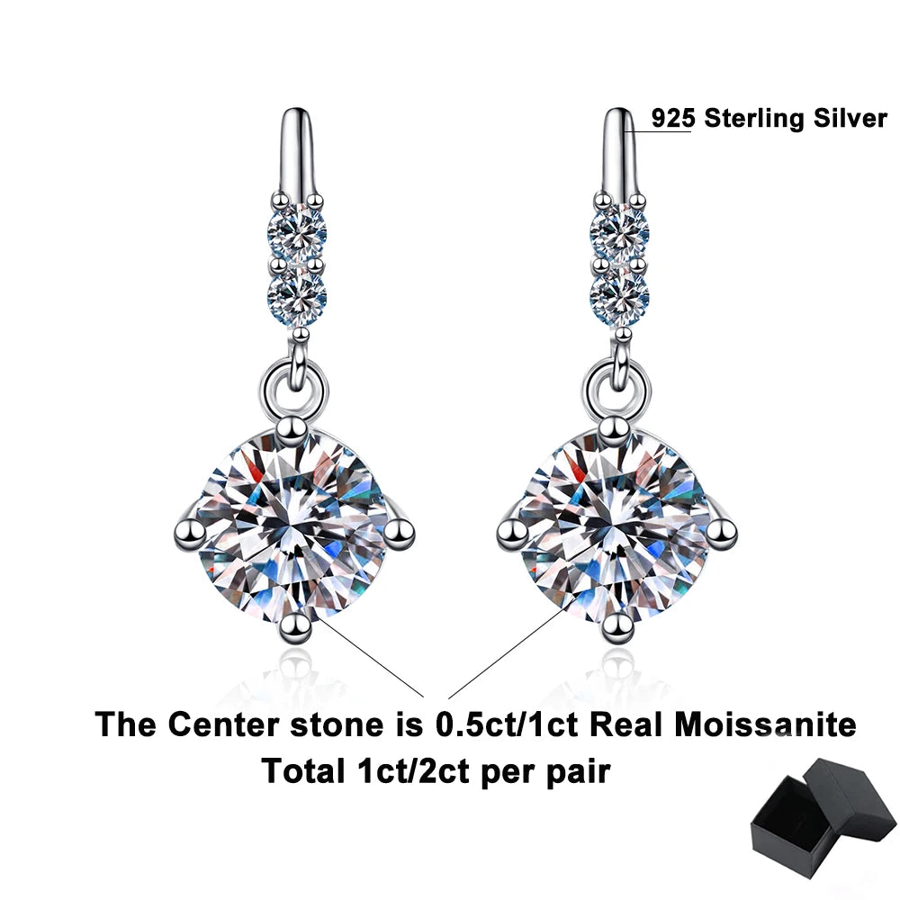 Moissanite Drop Earrings S925 Sterling Silver (Certified)