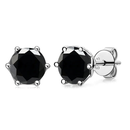 Moissanite Stud Earrings Variety Color 925 Sterling Silver White Gold Plated (Push Back)