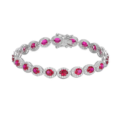 Luxury S925 Sterling Silver Ruby Tennis Bracelet – Elegant Fine Jewelry for Women