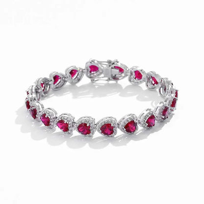Luxury S925 Sterling Silver Ruby Tennis Bracelet – Elegant Fine Jewelry for Women
