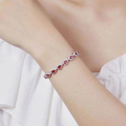 Luxury S925 Sterling Silver Ruby Tennis Bracelet – Elegant Fine Jewelry for Women