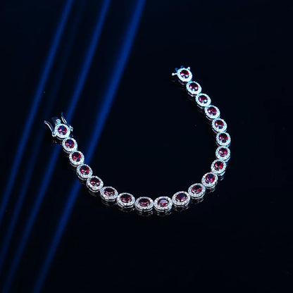 Luxury S925 Sterling Silver Ruby Tennis Bracelet – Elegant Fine Jewelry for Women