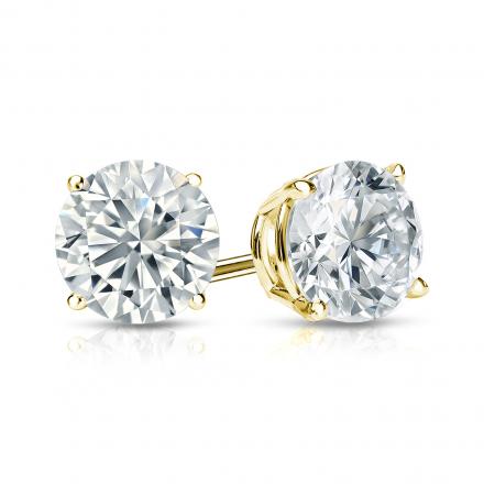 14k Yellow/White Gold Finish Round Solitaire Earrings (Push Back)