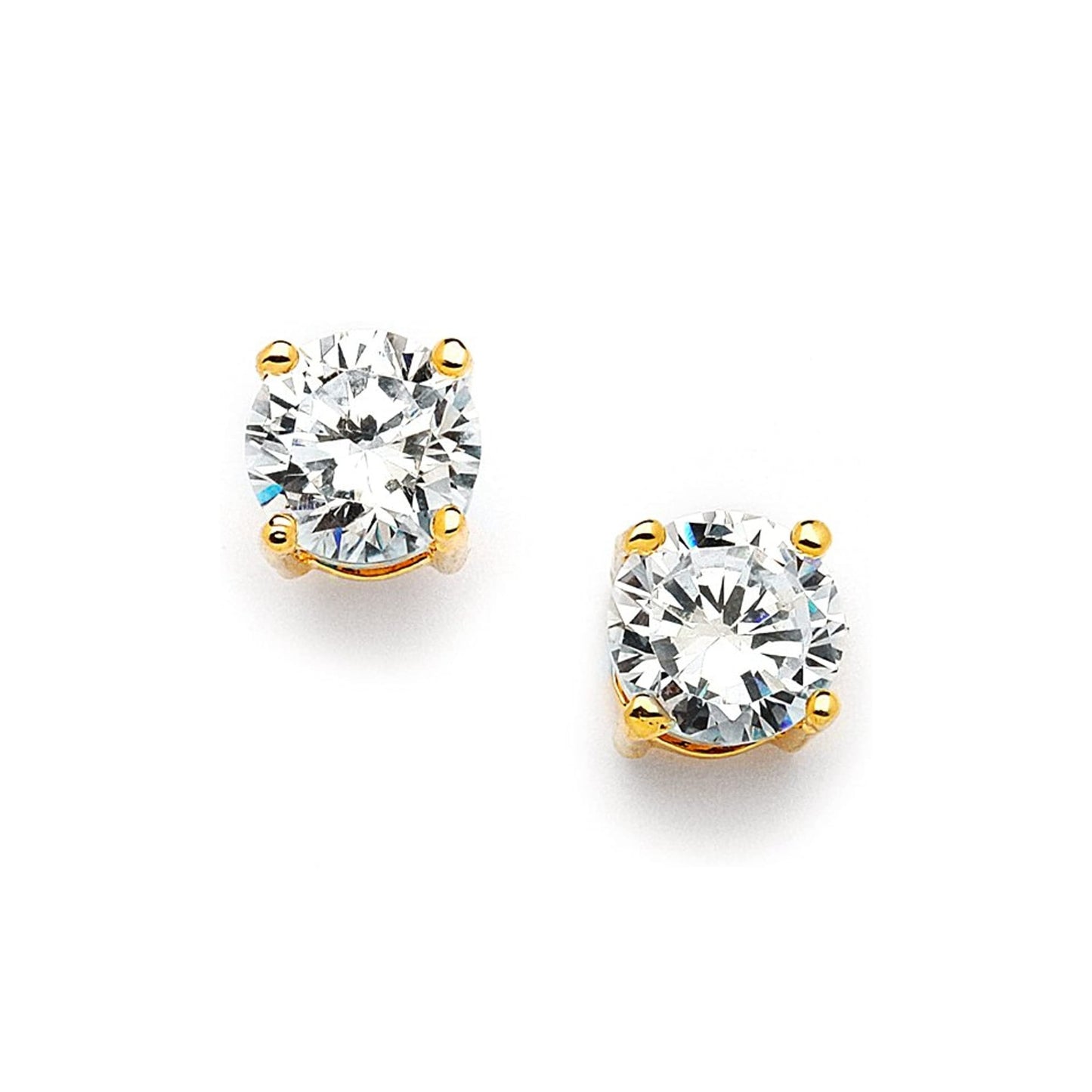 14k Yellow/White Gold Finish Round Solitaire Earrings (Push Back)