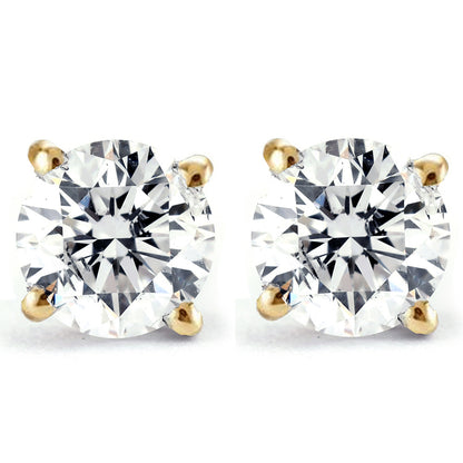 14k Yellow Gold Finish Round Solitaire Earrings (Screw backs)